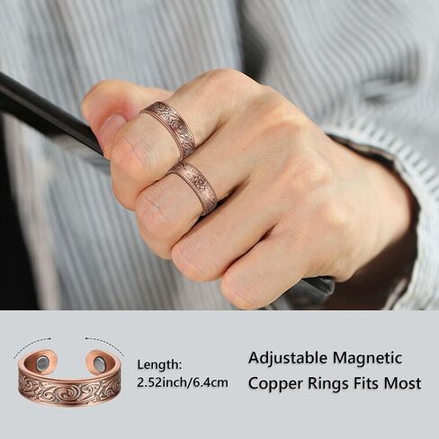 BioMag Copper Ring for Men Women, 99.99% Pure Copper Magnetic Rings, Adjustable Jewelry Gifts for Men Women in Saudi Arabia