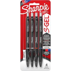 Sharpie S-Gel, Gel Pens, Medium Point (0.7mm), Assorted Colors, 4 Count