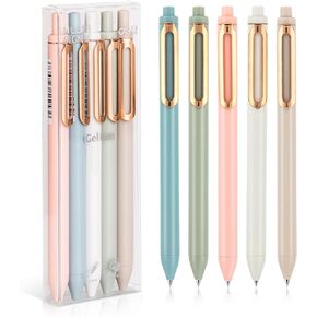 NUSIGN Gel Pens, 5 Pcs 0.5mm Retractable Quick Dry Black Ink Fine Point Rolling Ball Gel Pen, Smooth Writing No Bleed for Journaling Note Taking, Home School Office Supplies