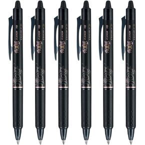 Pilot FriXion Clicker pen 1.0mm, Erasable Gel Pens, Bold Point, 6 pack (Black)
