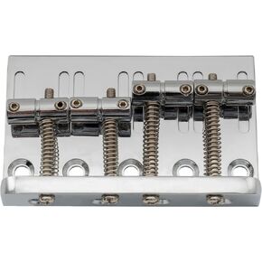 Musiclily 4 String Hardtail Bass Guitar Bridge for Fender Precision Jazz Bass PB JB Style Bass, Chrome