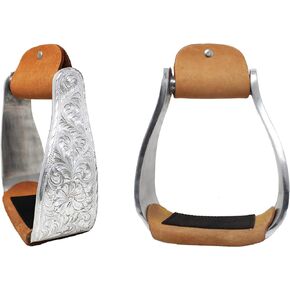 Professional Equine Horse Saddle Stirrups Western Lightweight Aluminium Twisted Engraved 51212