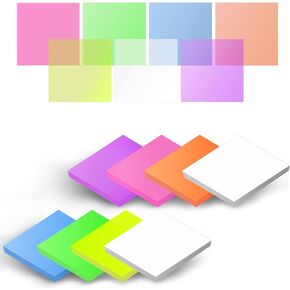 iKyce Transparent Sticky Notes Large，4 x 4 inch Translucent Self-Sticky Notes Wide, 200 Sheets Waterproof Clear White Reading stickies, 50 Sheets Per Pad, 4 Pads in Total(70119-D04)