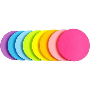Round Sticky Notes 8 Color Bright Colorful Sticky Pad 75 Sheets/Pad Self-Sticky Note Pads