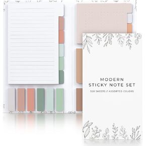 Aesthetic Pastel Sticky Notes Set of 528 with Tabs - Incl. Sturdy Cover to Keep Your Notes Safe - Cute School Accessories, College, Students, Teachers or Office Desk Supplies for Women