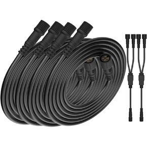 4 قطع 7FT/84 4-Prong المقبس Underglow Wheel Rock Rim LED سلك كابل تمديد مع قابس ذكر وأنثى، قطعتان سلك Y-Splitter مقاوم للماء مناسب لمطاردات RGB RGBW RGBW متعددة الألوان