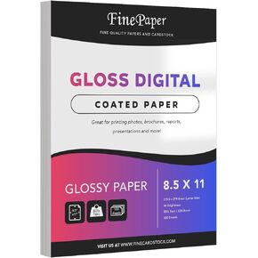 Double-Sided Gloss Digital C2S Paper – Perfect for Color Laser Printing, Design Proposals, Flyers, Brochures | 8.5 x 11 | 80lb Text (32lb Bond) | 96 Bright | Acid Free, Glossy Coated | 100 Sheets