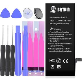 Battery for iPhone 6, 2200mAh Replacement Battery for IP 6 High Capacity with Full Remove Tool Kit and Instruction-3 Years Warranty