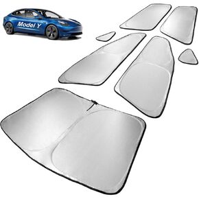 Spurtar Sunshade Umbrella Fit for Tesla Model 3, Rustproof Car Window Shades Upgraded Fiberglass Automotive Windshield, Foldable Accessories, UV Block Heat Window Insulation Protection - 57"x34"