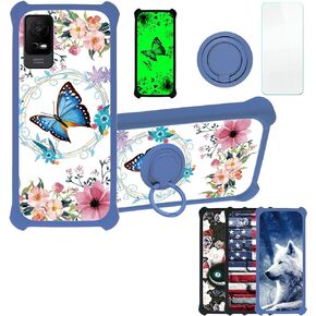 jioeuinly TCL ION V Case Compatible with TCL ION X Phone Case TCL 40Z 40 Z Phone Case T607DL Cover [with Tempered Glass Screen Protector][Ring Support][Luminous Effect] YGL-LHD