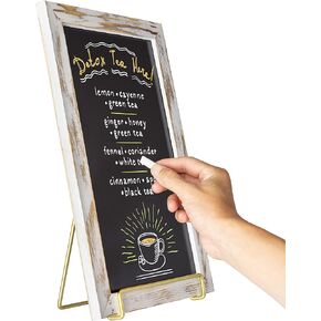 MyGift 10 x 14 Inch Tabletop Chalkboard Menu Sign with Vintage Brass Tone Metal Easel Stand, Deorative Wedding, Buffet and Event Message Board