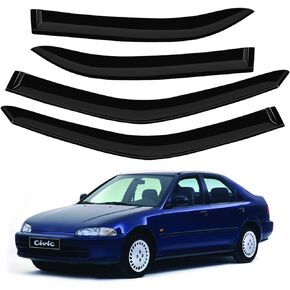 4PCS Rain Guards Window Visors Wind Deflector Fits for Honda Accord 2003-2007 4-Door Sedan, 94943, Front & Rear JDM Wavy Style Outside Mount Vent Shade