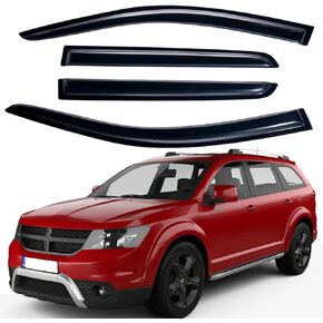 Lightronic WV94072 Outside-Mount Side Window Visor Deflector Rain Guard, Dark Smoke Shatterproof, 4-Pieces Set for 2009-2020 Dodge Journey