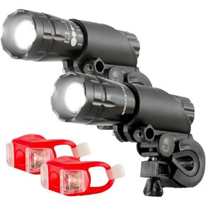 Bright Eyes Aircraft Aluminium Waterproof 300 Lumen LED Bike Light Set (Headlight, TailLight), 2 Pack