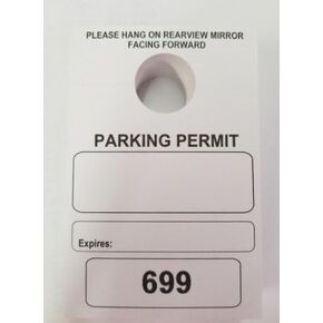 Parking Permit Hang Tags, 3 1/8 X 4 3/4, Numbered 0600-699, Box of 100