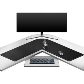 Mydours L Shaped Desk Pad, PU Leather L Shape Gaming Mouse Pad, 37.4x37.4 inch Corner Computer Desk Mat for Home Office Workstation Laptop Table Mat, Black