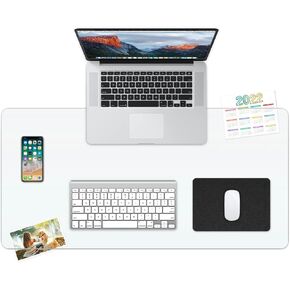 RostiKong Clear Desk Cover Protector 14'' x 24'' Desk Pad Mat Blotter on Top of Desks Transparent PVC Table Protector Rectangle Desk Mat Table Cover for Office Writing Desktop Dresser with Mouse Pad