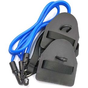 40 LB Swimming Resistance Exercise Band with Swim Paddle Fins TPE Swimming Arm Strength Trainer for Professional Land Swimming Training (Blue)