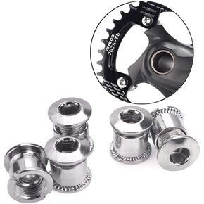 5 Pcs 10B21 Screw Steel 7075 Aluminum Alloy Double Chainring Bolts for Road MTB Bicycle M8 Crankset Fit for Road Bike, Mountain Bike, BMX, Fixie