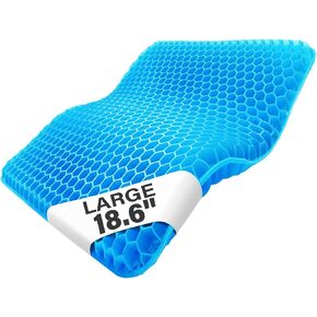 2.4inch Extra Thick Gel Seat Cushion for Relieve Long Sitting Pain Honeycomb Double Soft Breathable Non-Slip Cushions Tailbone Pressure Relief Office Wheelchair Car Desk Chair Pad