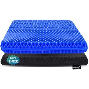 Gel Seat Cushion for Long Sitting, Extra Thick Gel Cushion for Wheelchair Soft Chair Pads Cushion for Office Home Chairs Car Seats Long Trips - Back Sciatica Hip Tailbone Pain Relief Cushion (Blue)