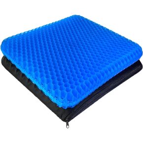 Gel Enhanced Seat Cushion for Long Sitting - Double Thick Honeycomb Breathable Design Egg Seat Cushion with Non-Slip Cover - Office Chair Car Cooling Seat Cushion - Computer Desk Pain Relief Pad