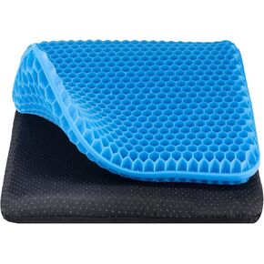 Yunqing Gel Seat Cushion with Non-Slip Cover, Cooling Seat Cushion Breathable Honeycomb Pain Relief, Sciatica Hip Egg Crate Cushion for Of Blue in Kuwait