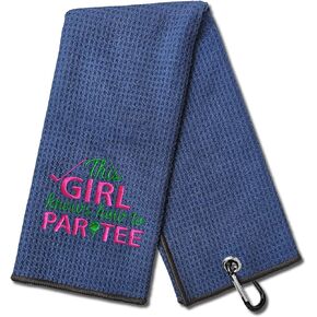 DYJYBMY This Girl Know How to Par Tee Golf Towel, Embroidered Royal Black Golf Towels for Golf Bags with Clip, Golf Gifts for Men Women, Birthday Gifts for Golf Fan, Retirement Gifts
