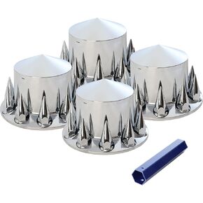 غطاء عجلة المحور الخلفي لشبه الشاحنة، مطلي بالكروم ABS، 4 قطع مع أداة صامولة العروة. in Kuwait