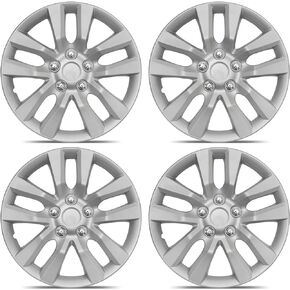 أغطية عجلات الأداء BDK (4 عبوات) من بدائل Hubcap OEM الفاخرة مقاس 16 بوصة للعجلات الفولاذية، ABS عالي الجودة مع حلقة الاحتفاظ، فضي (KT-1049-16_aces)