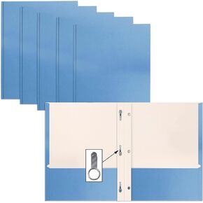 Better Office Products Light Blue Paper 2 Pocket Folders with Prongs, 50 Pack, Matte Texture, Letter Size Paper Folders, 50 Pack, with 3 Metal Prong Fastener Clips, Light Blue