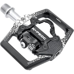 MTB Mountain Bike Pedals Dual Function Flat Platform Compatible with Clipless Pedal 3 Sealed Bearings Aluminum 9/16″ Bicycle Pedals with Cleats for Road
