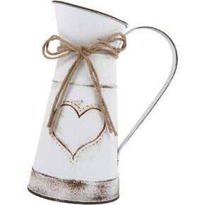 Angoily and Design Country Watering Heart Decorative Table Stripe Bouquet Small Pot Wedding for Accessories Metal Dried Holders Container Pitchers Vintage Tall Sign Buckets Pitcher