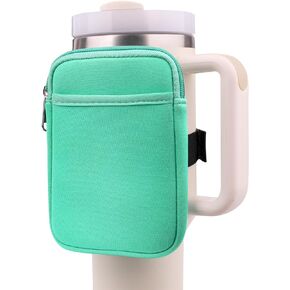 2 in 1 Upgrade Water Bottle Pouch-Tumbler Holder Carrier for Stanley Quencher 30oz 40oz Tumbler and water Resistant bag for Cell Phone Iphone 14 Pro Max Armband Pouch for Running Hiking