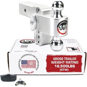 Weigh Safe Adjustable Trailer Hitch Ball Mount - 4" Adjustable Drop Hitch for 2.5" Receiver - Premium Heavy Duty Aluminum Trailer Tow Hitch w/Chrome Plated Tow Balls (2" & 2 5/16") - 18,500 GTW