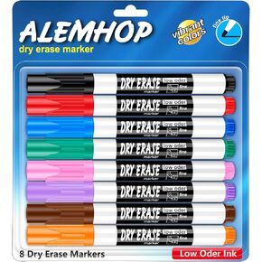 Dry Erase Markers Fine Tip, Assorted Color, 8 Count, Fine Point Whiteboard Markers Dry Erase