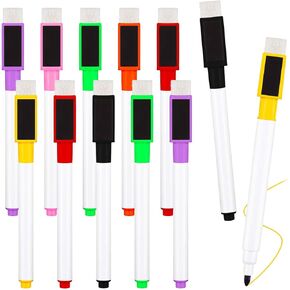 12 Pack Fine Tip Dry Erase Magnetic Markers with Eraser Cap, Magnetic Dry Erase Liquid Chalk Markers Pen Whiteboard Markers for School Office Home Dry Erase Boards and Whiteboards(White)