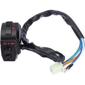 QAZAKY Universal Control Turn Signal Horn Function Head Light Low High Beam Left Switch for 7/8inch 22mm Handlebar Motorcycle Motorbike ATV Dirt Bike Scooter Suzuki Yamaha Kawasaki Kymco Polaris