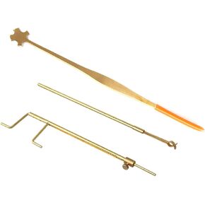 TUOREN 3pcs Luthier Repair Install Tools Including Cello Sound Post Gauge, Retriever Clip and Setter Brass