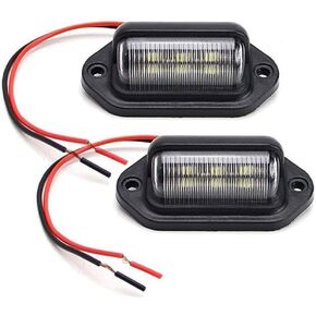 License Plate Light (2 Pack), 12V 6-SMD LED License Plate Lamp Taillight for Truck SUV Trailer Van, Step Courtesy Lights, Dome/Cargo Lights