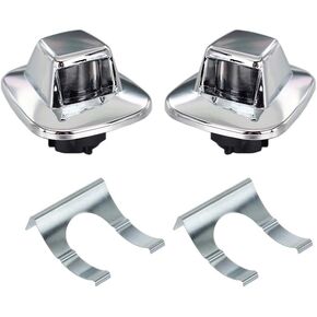 HERCOO License Plate Lights Lamp Lens Chrome Housing Compatible with 1987 to 1994 Blazer 1988 to 1999 GMC C1500 C2500 C3500 K1500 K2500 K3500 Suburban Tahoe Sonoma YukoN, Pack of 2
