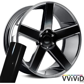 VViViD Auto Rim Air-Release Adhesive Vinyl Wrap 24 Inch x 30 Inch 4 Sheet Pack (Matte Black)