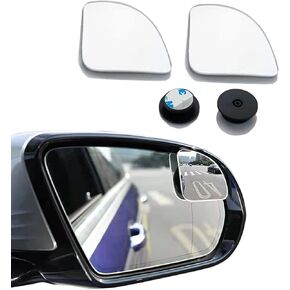 ZKFAR Pack-2 Car Blind Spot Mirror, HD Convex Glass Angle Adjustable for Side Rearview Mirrors, Fan Shaped Frameless Rotatable Wide Angle Blind Spot Mirror for SUV Truck Vehicles (Transparent)