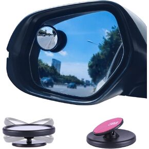 LivTee Blind Spot Mirror, Adjustable Mounted Blindspot Mirror HD Glass Wide Angle View, Side Rearview Mirror Universal, Black
