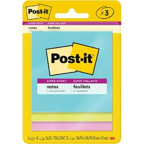 ملاحظات لاصقة فائقة الجودة من Post-it، 3x3 بوصة، 3 وسادات، 2x قوة الالتصاق، مجموعة ميامي، ألوان نيون (برتقالي، وردي، أزرق، أخضر)، قابلة لإعادة التدوير (3321-SSMIA)