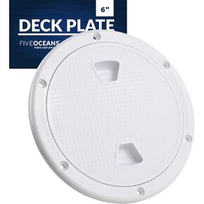 Five Oceans Boat Hatch, Marine Access Hatch, Round Inspection Deck Plate Hatch with Detachable Cover, Non-Slip, UV Resistant ABS White Plastic, 4", 6", 8" Multiple Sizes, Premium Series