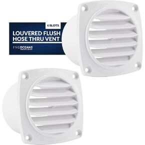 Five Oceans 6-Slotted Louvered Hose Vent, 3-inch Hose Diameter, Air Hose Thru Vent, Black ABS Plastic, Hose Sizes 3-inch/4-ich, White/Black