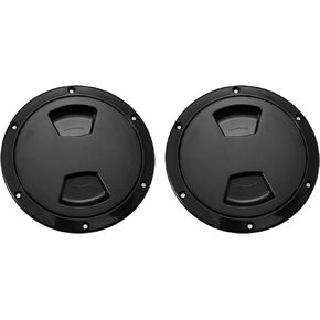 X AUTOHAUX 2pcs 5" Boat Inspection Deck Plate Hatch Marine Round Inspection Hatch Deck Plate with Detachable Cover Water Tight for Outdoor Installations Black