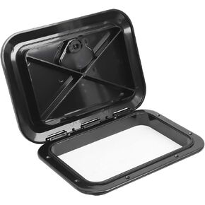 Amarine Made Marine Access Hatch Boat Hatch Lid Deck Access Hatch & Lid 10-5/8" X 14-3/4" - White or Black 270mmx375mm (Black)