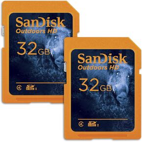 SanDisk 32GB 2-Pack Outdoors HD SDHC UHS-I Memory Card (2x32GB) - Up to 100MB/s, C4, Trail Camera SD Card - SDSDBNN-032G-GN6V2
